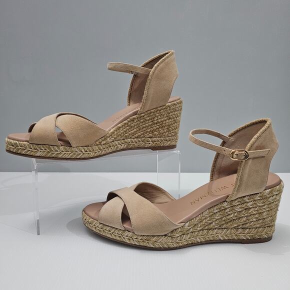 NEW Stuart Weitzman Mirela II Sandal Espadrille Wedge Adobe Tan Suede Size 11 - Picture 2 of 14